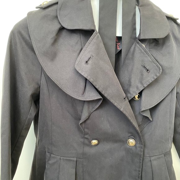 Bread n butter black ruffle trench coat Size 0 - Picture 2 of 4